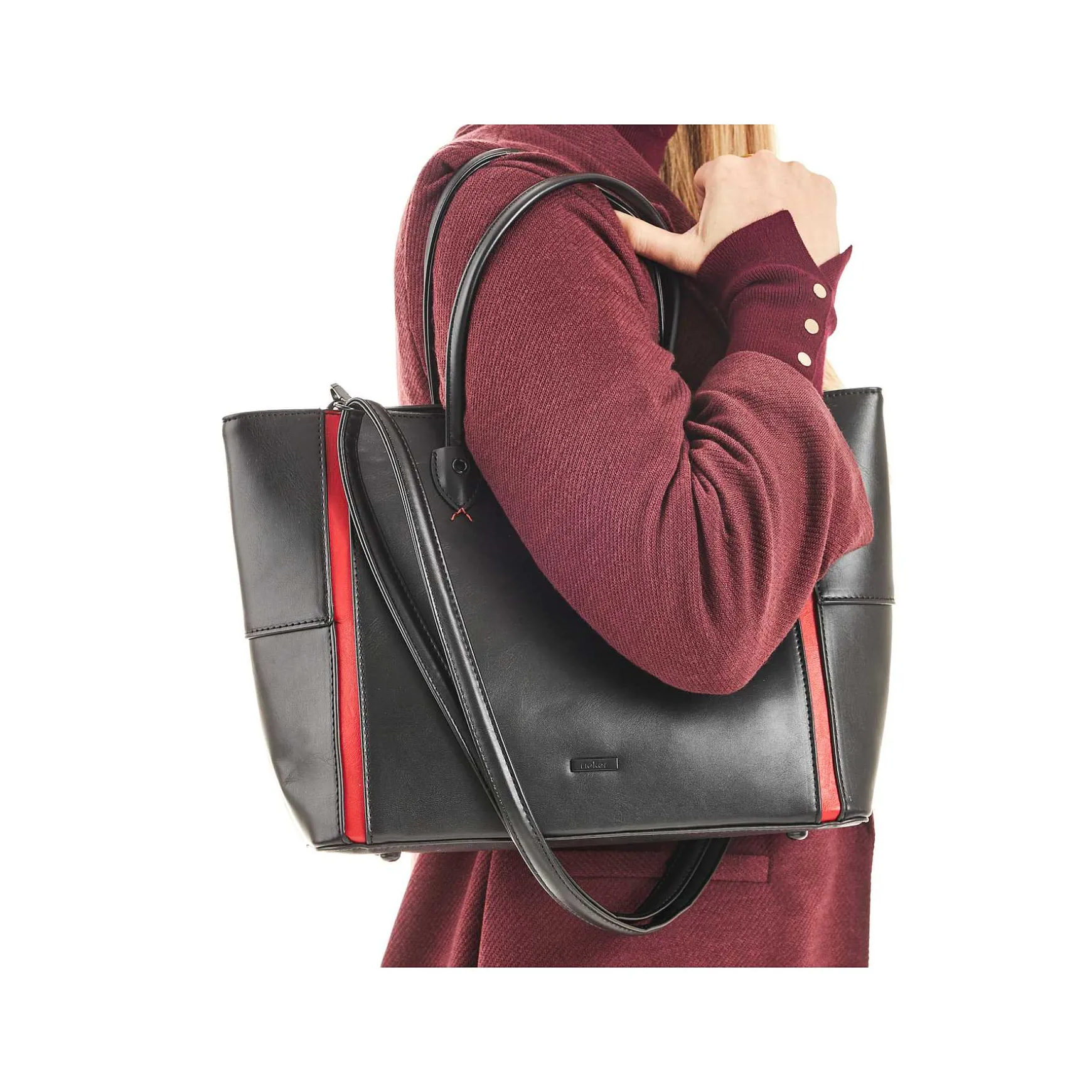 Rieker | Shopper Jet Black-Fire Red