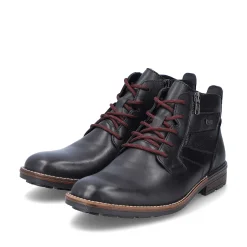 Rieker Men'S Corded Boots, Glossy Black