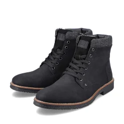 Rieker Men'S Corded Boots Deep Black
