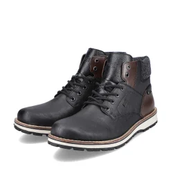 Rieker Men'S Corded Boots Graphite Black