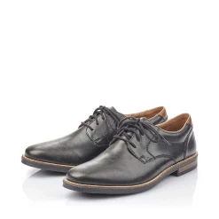 Rieker Men'S Lace-Up Shoes Glossy Black