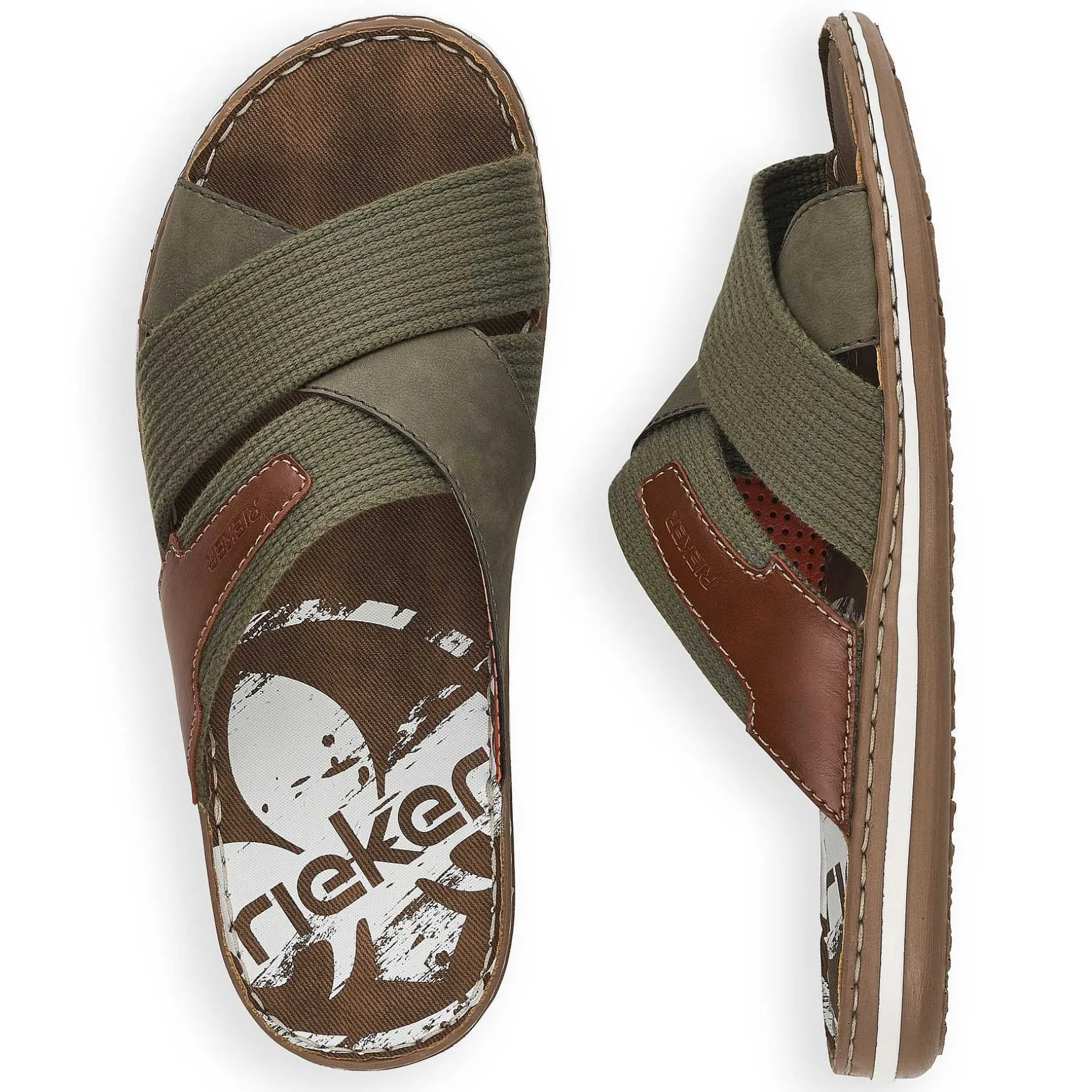 Rieker Men'S Mules Olive Green