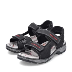 Rieker Men'S Trekking Sandals Asphalt Black