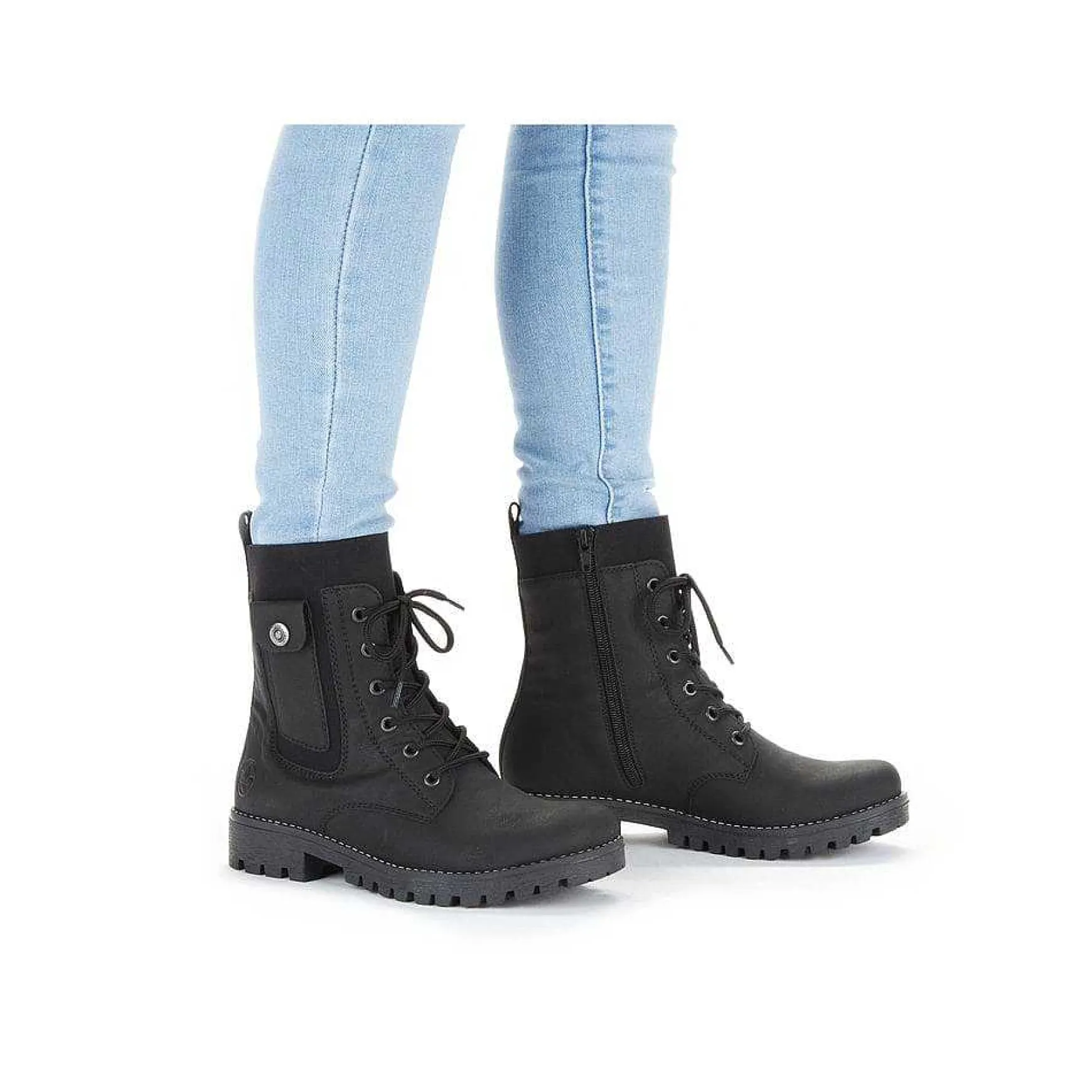 Rieker Women'S Corded Boots Deep Black
