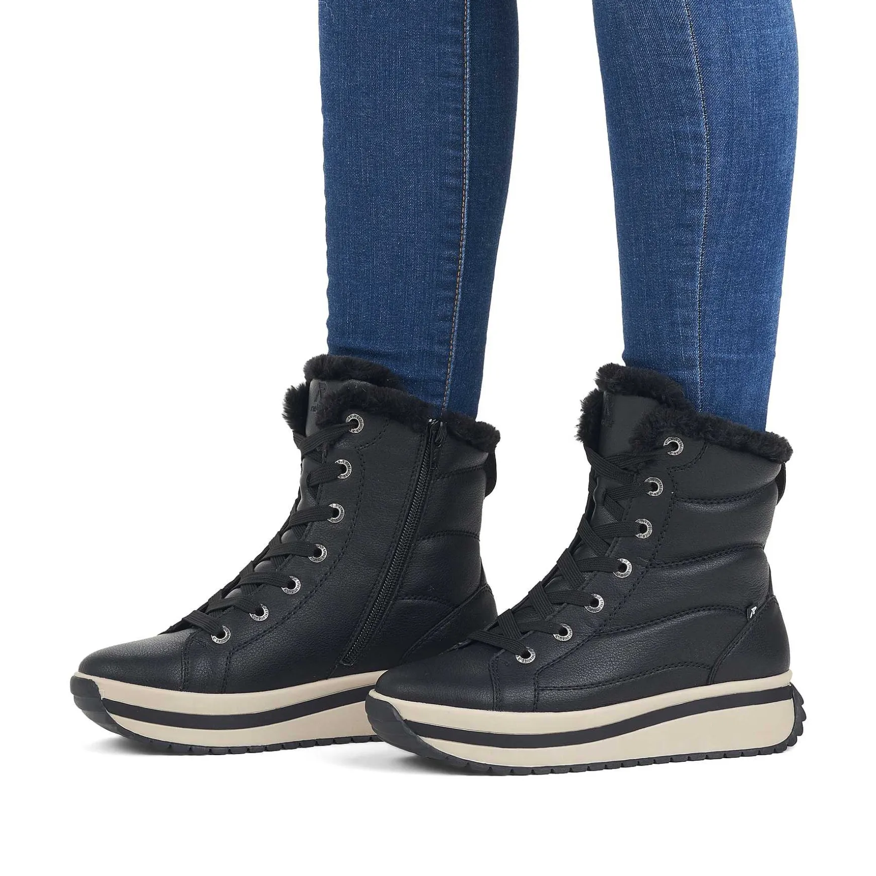 Rieker Women'S Corded Boots Deep Black