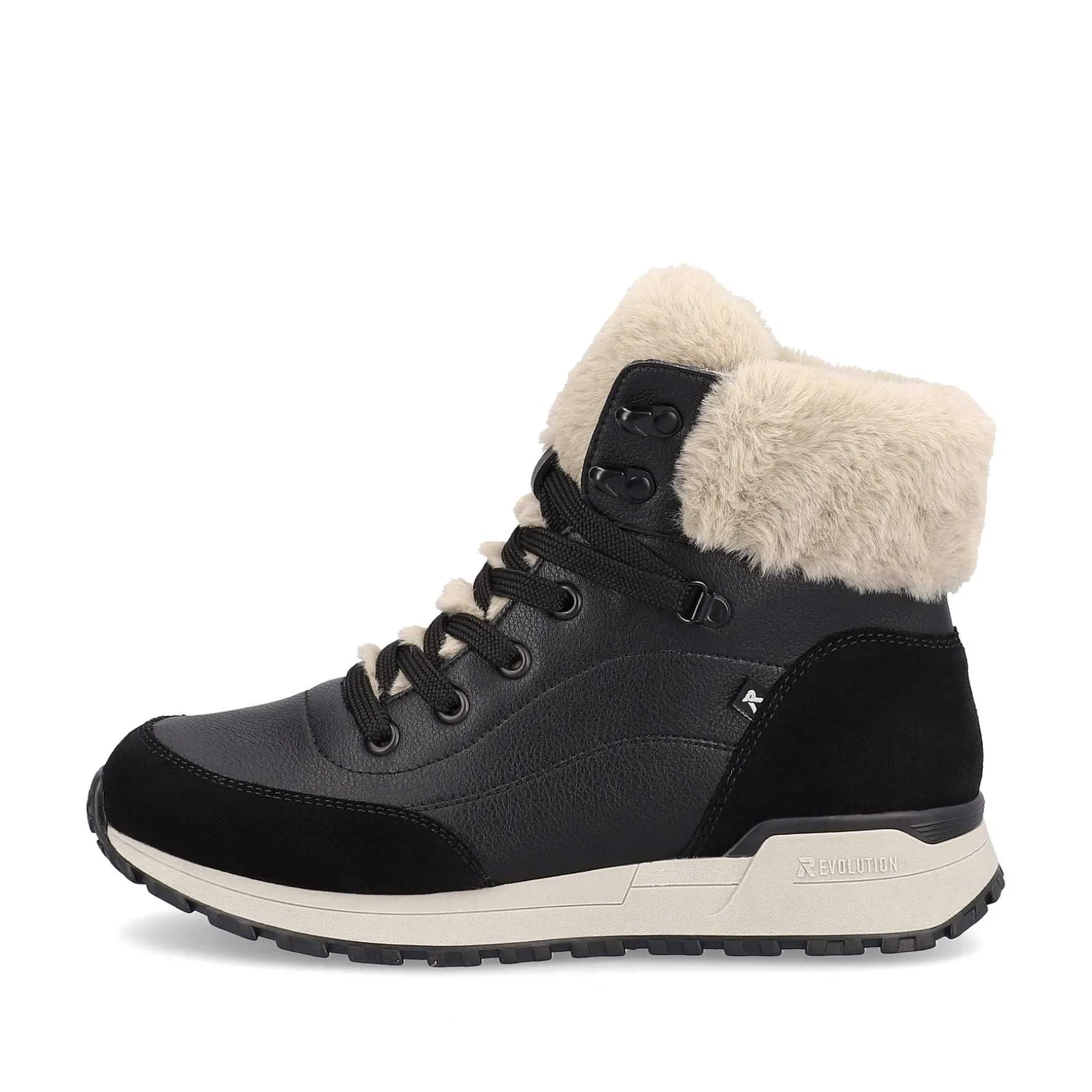 Rieker Women'S Corded Boots Midnight-Black Stone-Grey