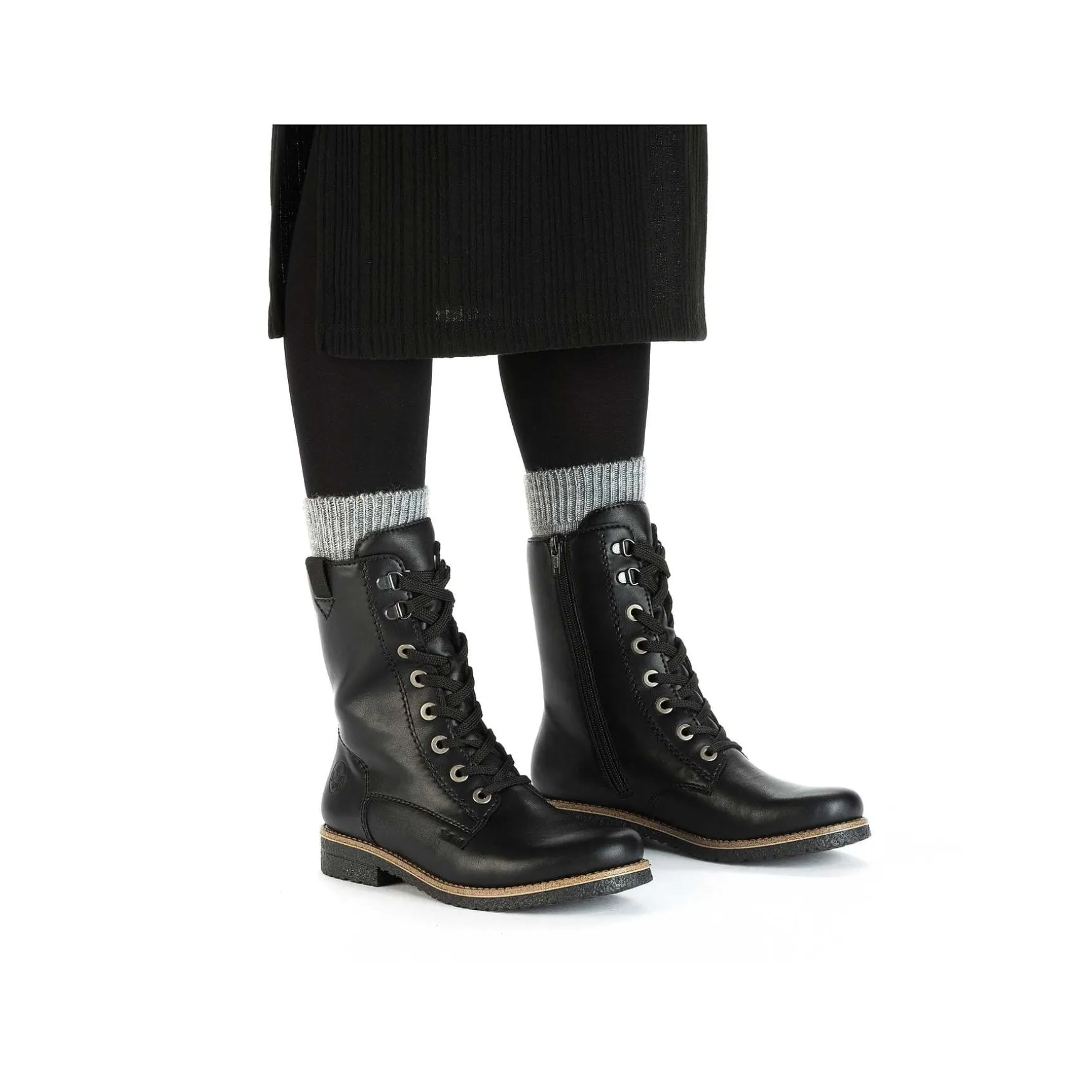 Rieker Women'S Corded Boots Deep Black