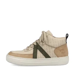 Rieker Women'S High Sneaker Cream Beige-Khaki Green