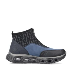 Rieker Women'S High Sneaker Asphalt Black-Ocean Blue