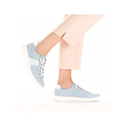 Rieker Women'S Lace-Up Shoes Sky Blue And White
