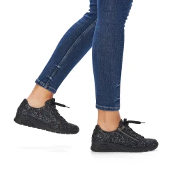 Rieker Women'S Lace-Up Shoes Black Metallic