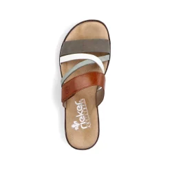 Rieker Women'S Mules Olive Green-Brown-White