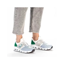 Rieker Women'S Slippers Baby Blue-Cream White