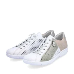 Rieker Women'S Slippers Pearl White-Mint Green-Beige