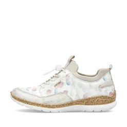 Rieker Women'S Slippers White-Multi-Cream Beige