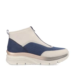Rieker Women'S Sneaker High Light Beige-Denim Blue