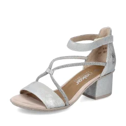 Rieker Women'S Strappy Sandals Silver Metallic