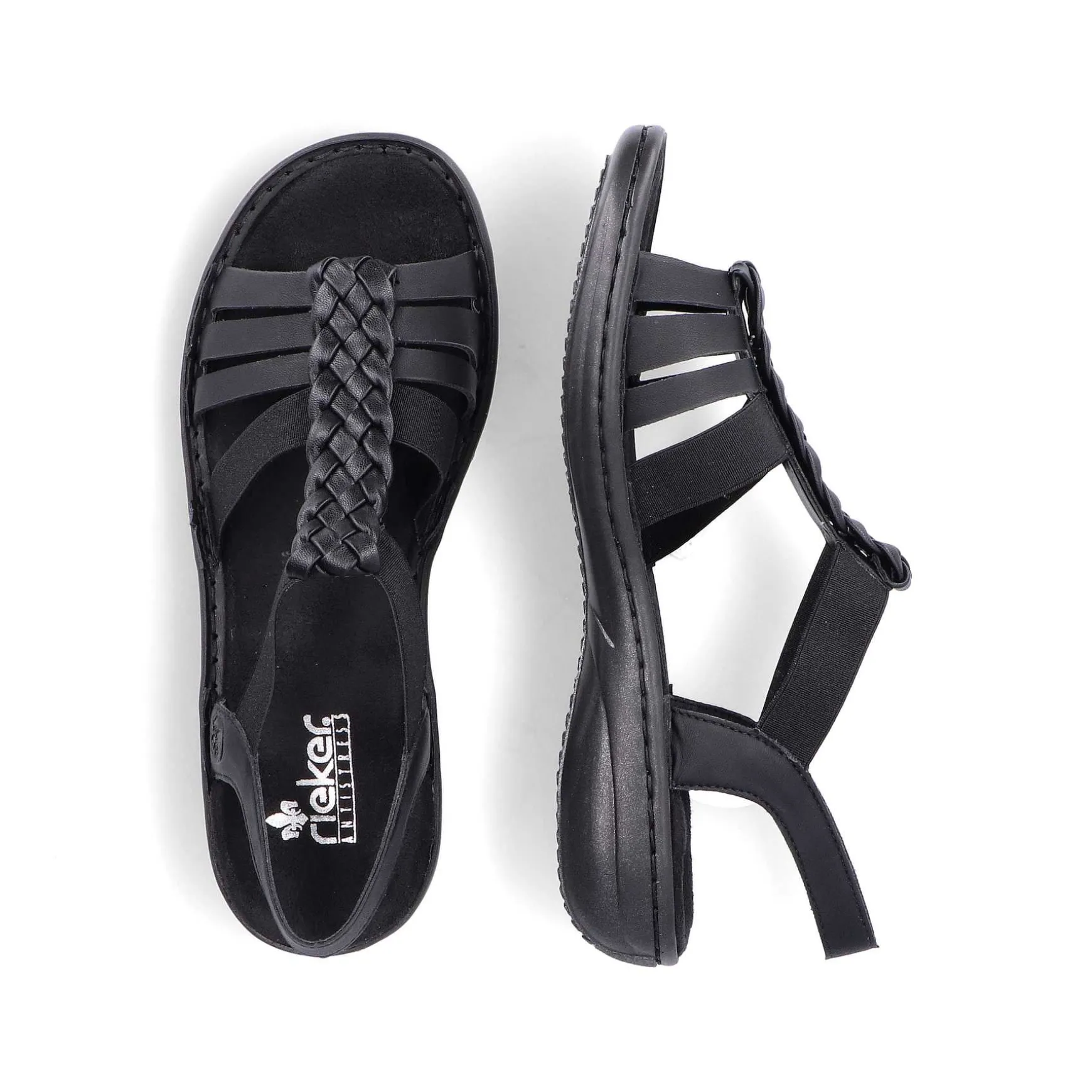 Rieker Women'S Strappy Sandals Asphalt Black