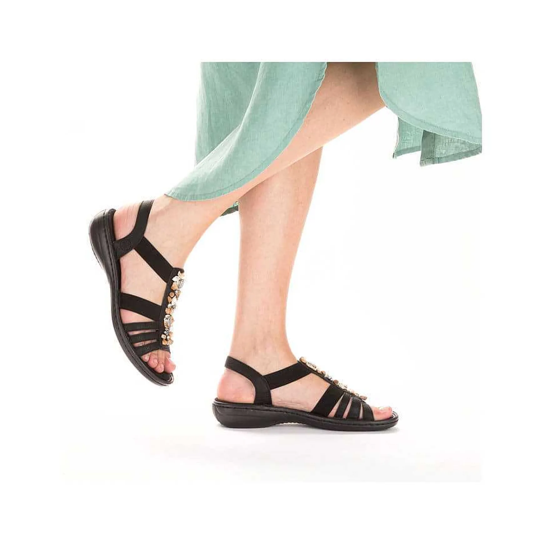 Rieker Women'S Strappy Sandals Asphalt Black