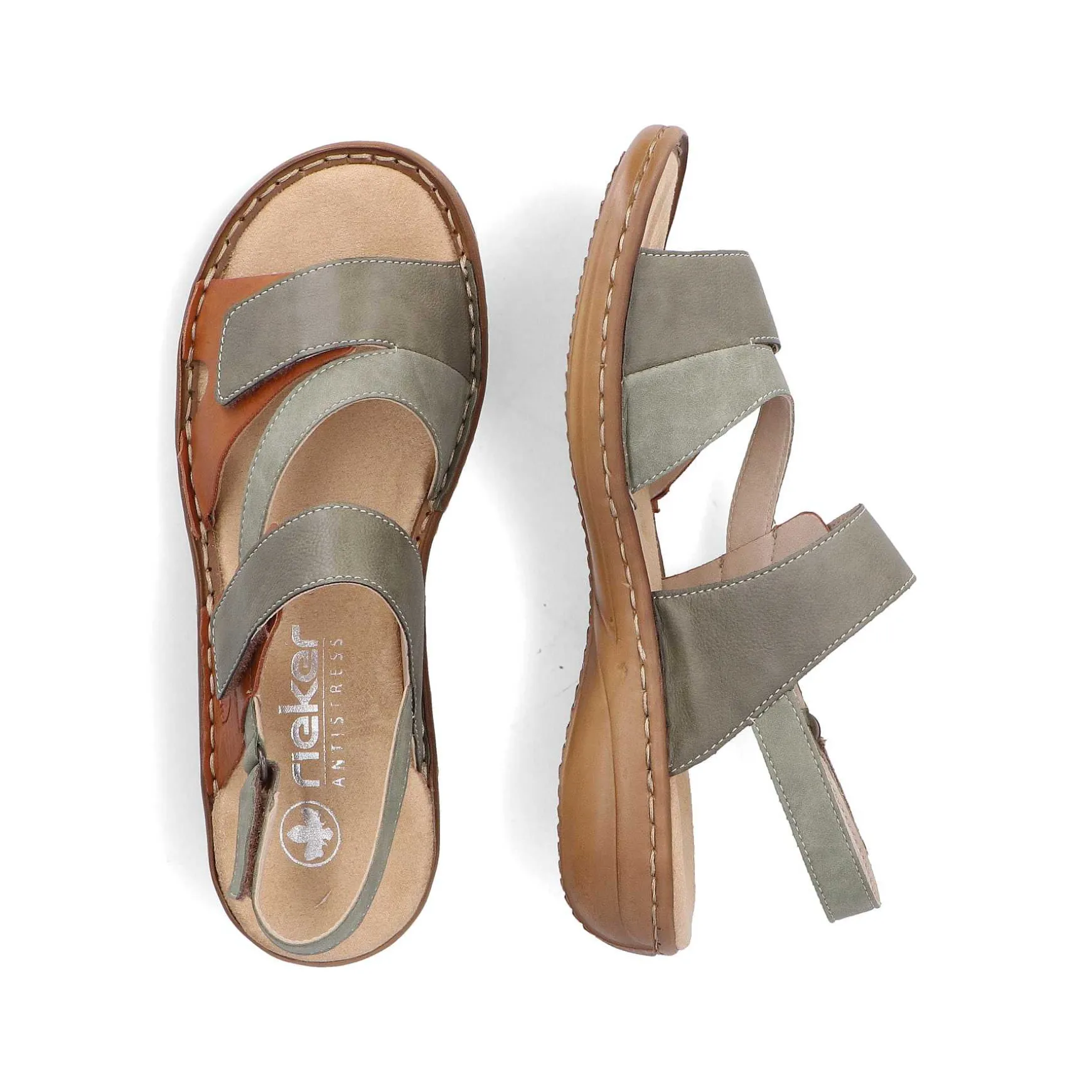 Rieker Women'S Strappy Sandals Green Grey