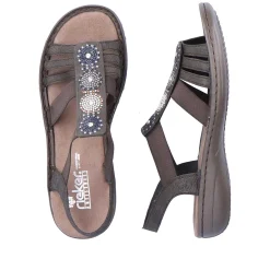 Rieker Women'S Strappy Sandals Black Gray