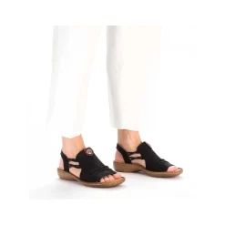Rieker Women'S Strappy Sandals Asphalt Black