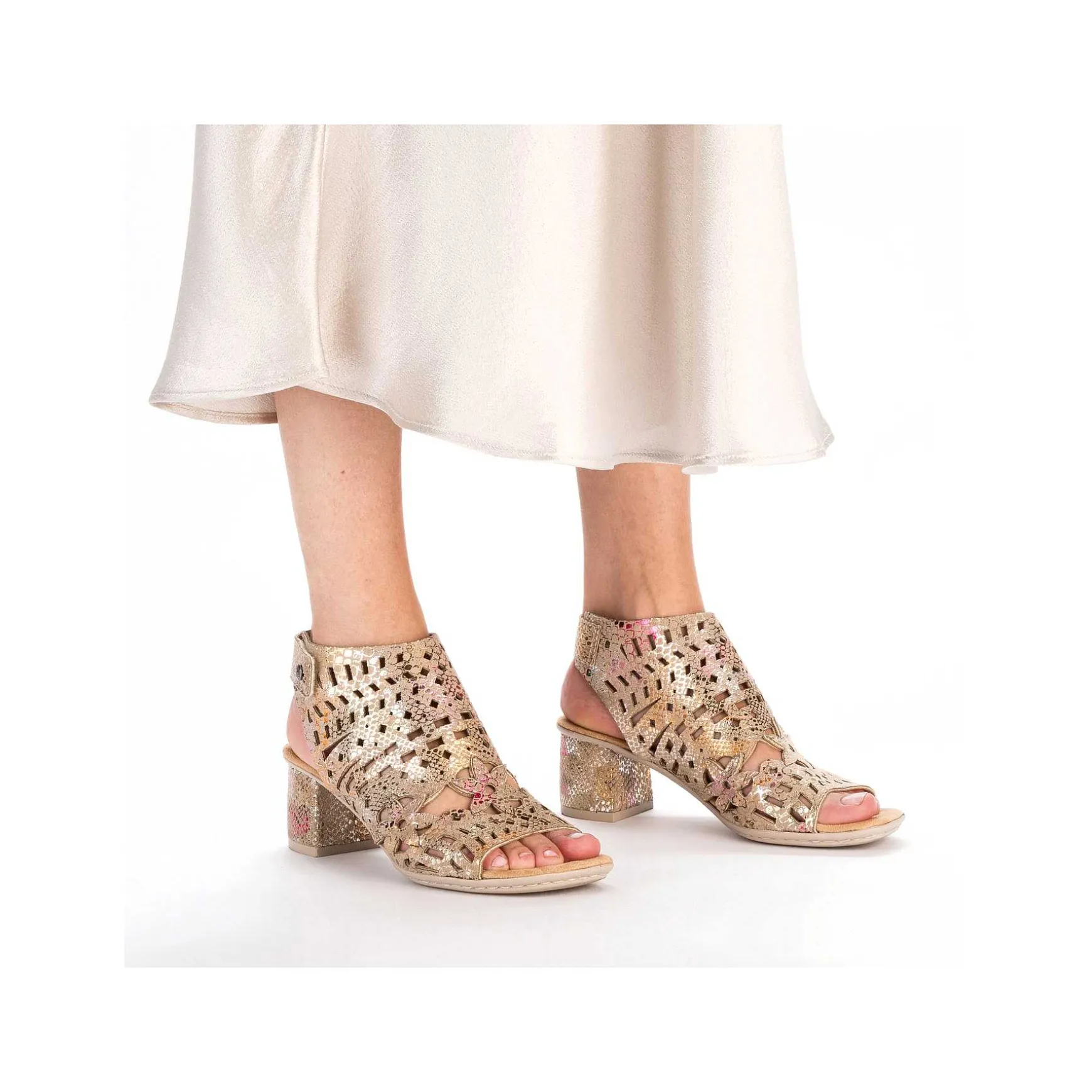 Rieker Women'S Strappy Sandals Bronze Metallic