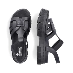 Rieker Women'S Strappy Sandals Asphalt Black