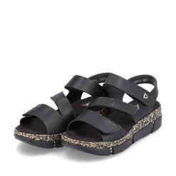 Rieker Women'S Strappy Sandals Asphalt Black