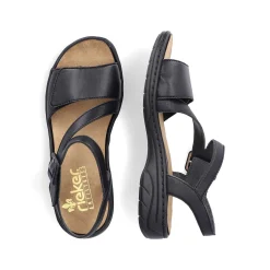 Rieker Women'S Strappy Sandals Asphalt Black