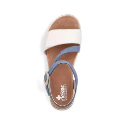 Rieker Women'S Strappy Sandals Pacific Blue-Old White