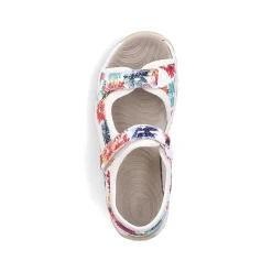 Rieker Women'S Trekking Sandals Floral-Pure White