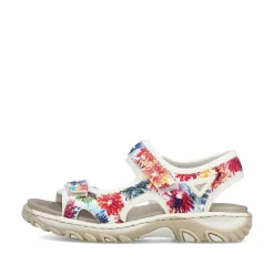 Rieker Women'S Trekking Sandals Floral-Pure White