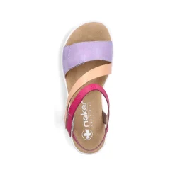Rieker Women'S Wedge Sandals Purple-Pink-Salmon
