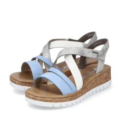 Rieker Women'S Wedge Sandals Pastel Blue