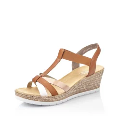 Rieker Women'S Wedge Sandals Coffee Brown