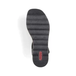 Rieker Women'S Wedge Sandals Asphalt Black