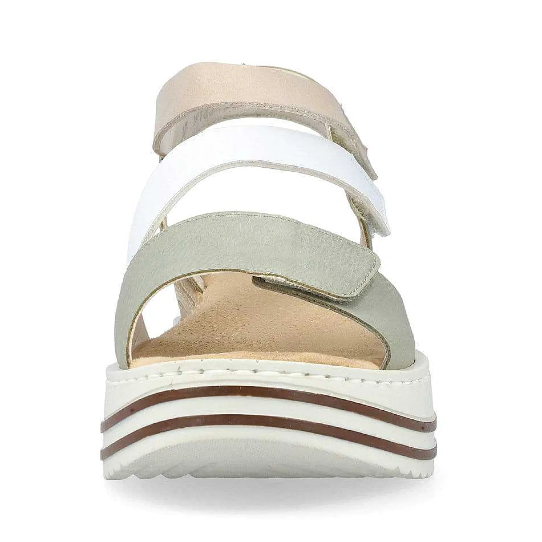 Rieker Women'S Wedge Sandals Mint Green-White-Beige