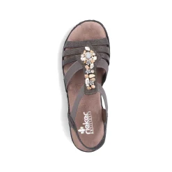 Rieker Women'S Wedge Sandals Brown Gray