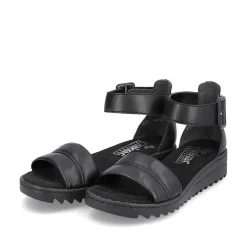 Rieker Women'S Wedge Sandals Asphalt Black
