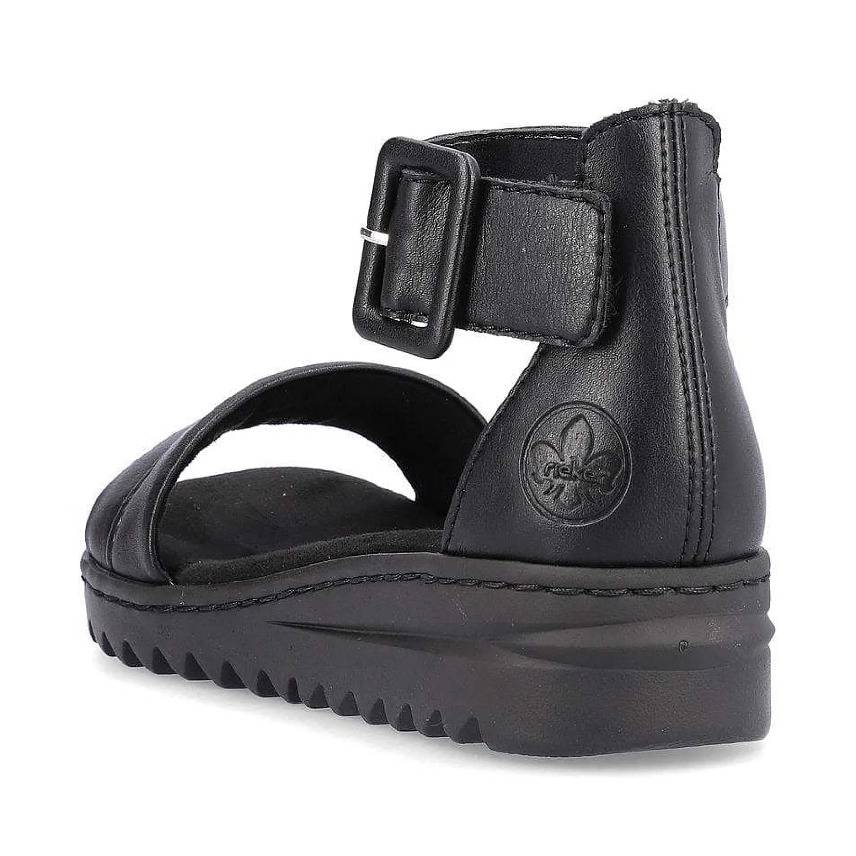 Rieker Women'S Wedge Sandals Asphalt Black