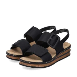 Rieker Women'S Wedge Sandals Jet Black
