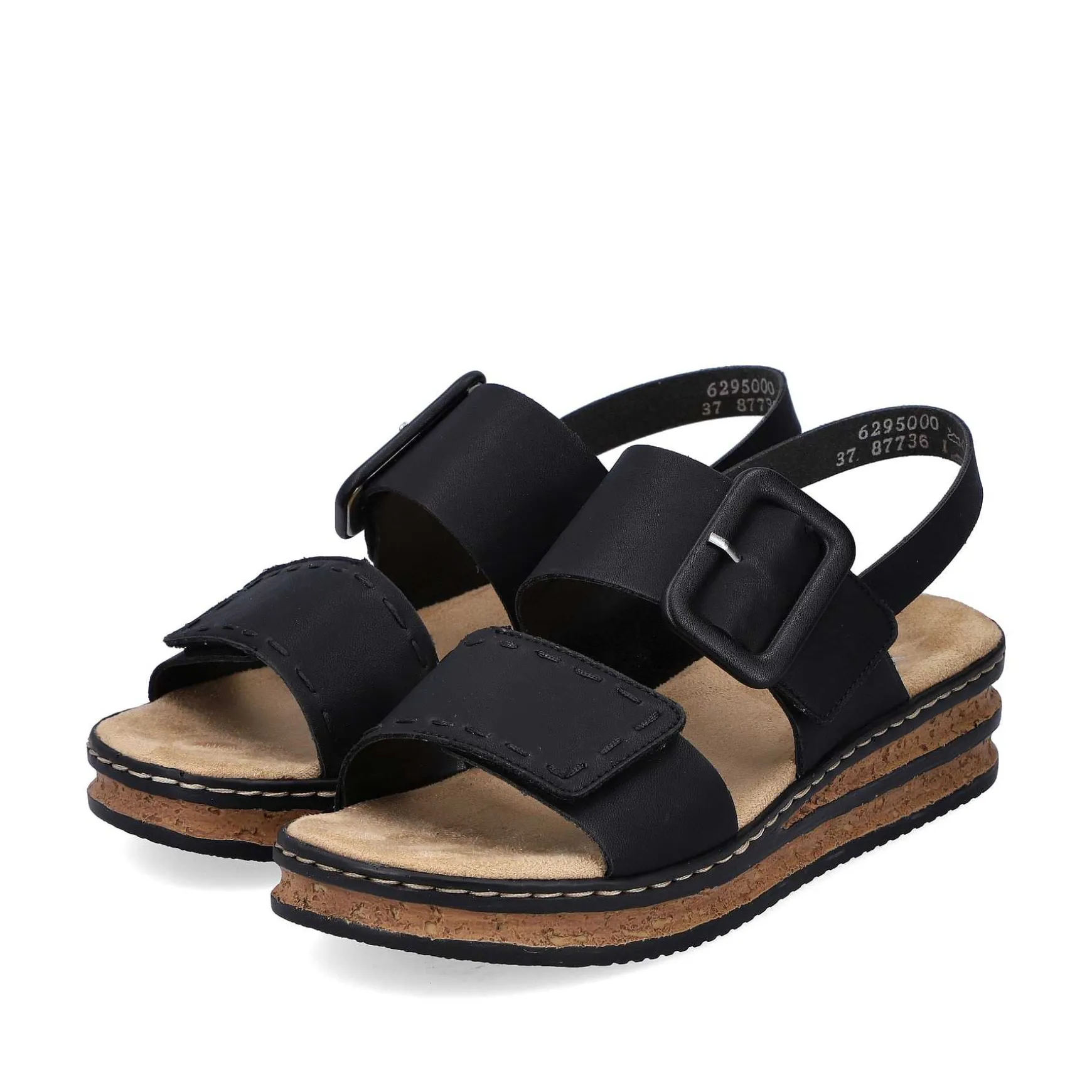 Rieker Women'S Wedge Sandals Jet Black