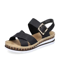 Rieker Women'S Wedge Sandals Graphite Black