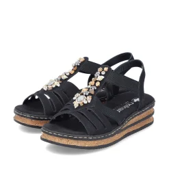 Rieker Women'S Wedge Sandals Midnight Black