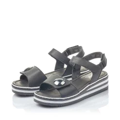 Rieker Women'S Wedge Sandals Jet Black
