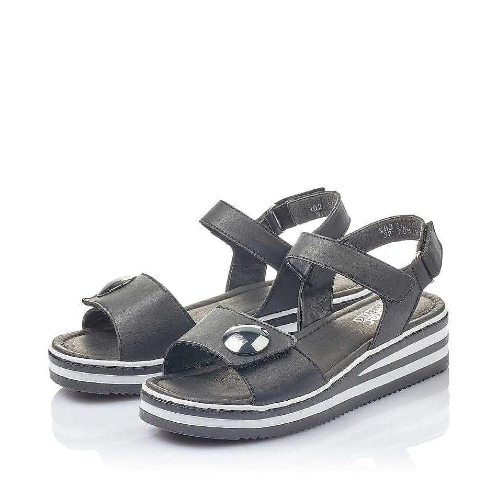Rieker Women'S Wedge Sandals Jet Black