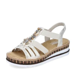 Rieker Women'S Wedge Sandals Beige Metallic