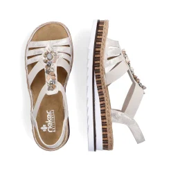 Rieker Women'S Wedge Sandals Beige Metallic
