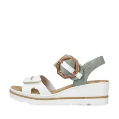 Rieker Women'S Wedge Sandals Mint Green-Lily White
